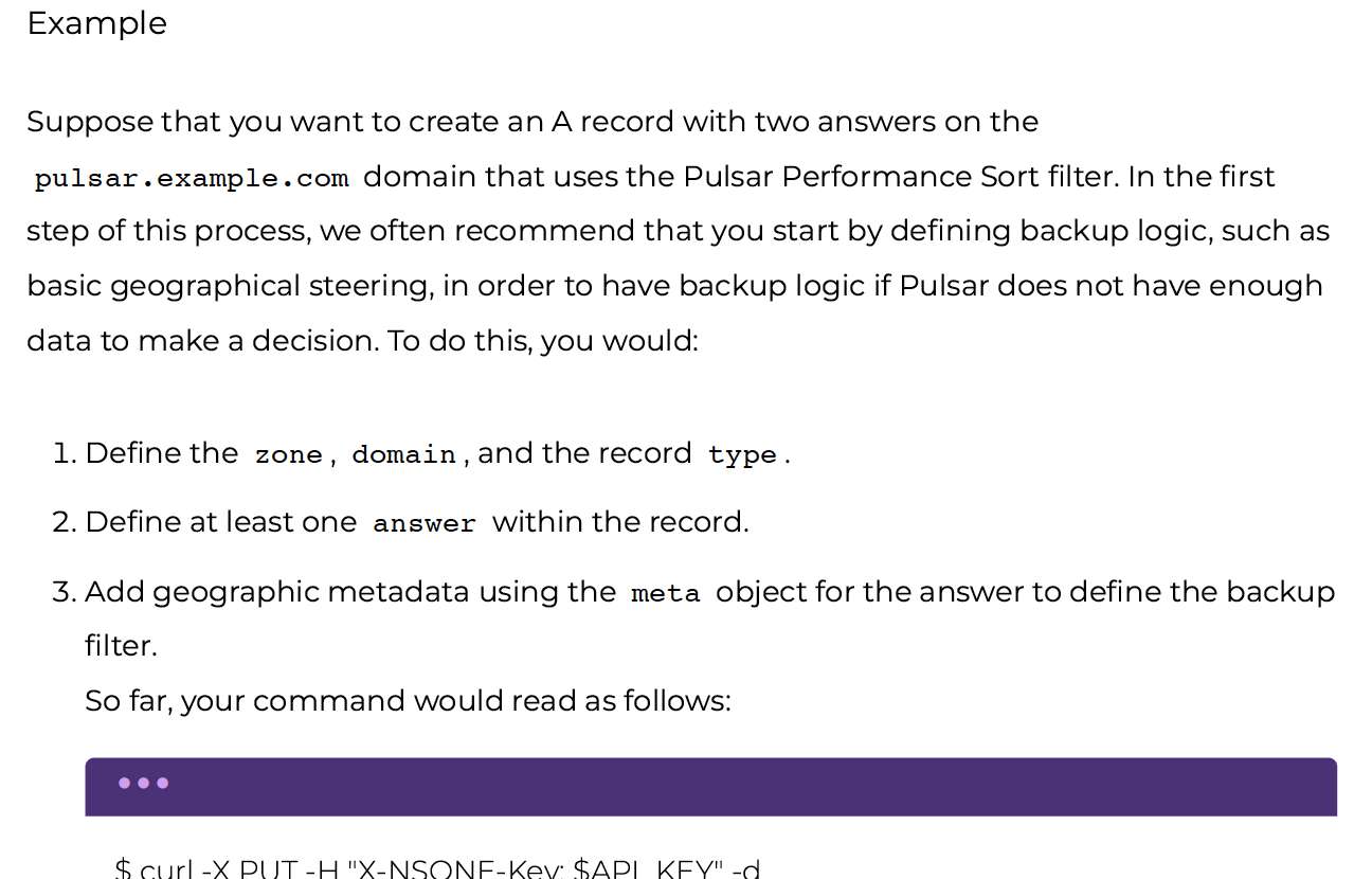 Screenshot of the filters API