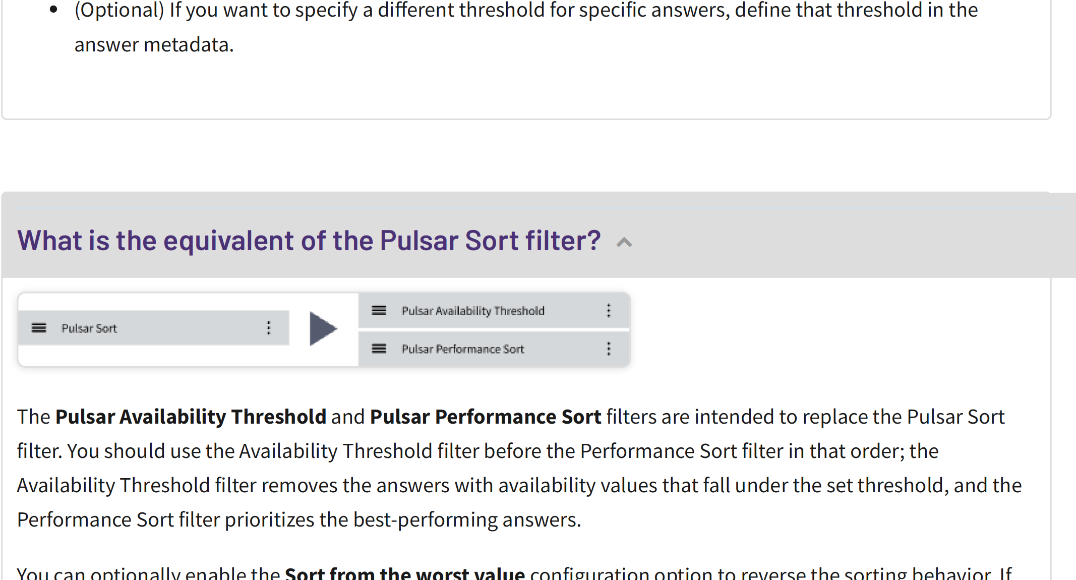 Screen capture of Pulsar FAQ document